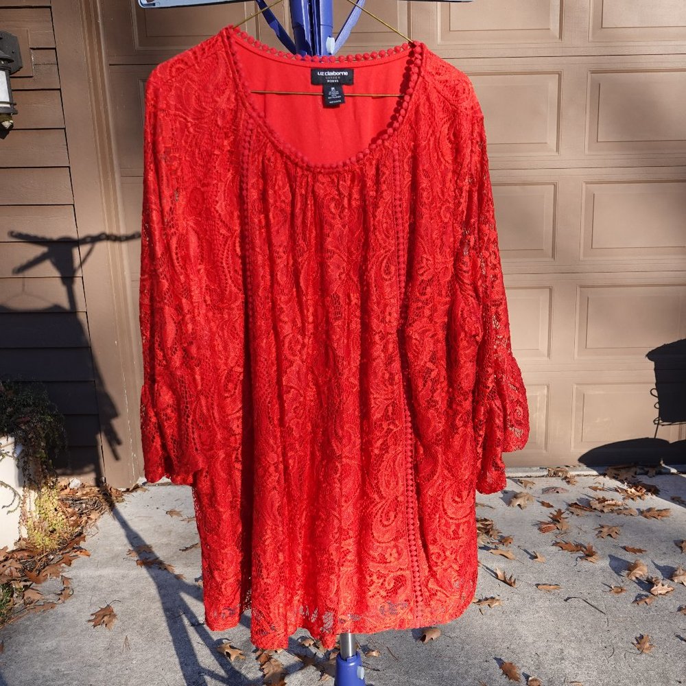 Christmas red Women's 3x Liz Claiborne lace top